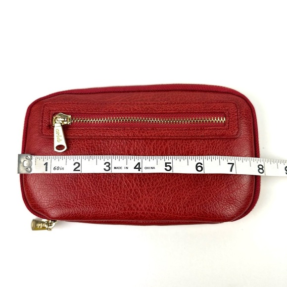 Colab Wallet Red Faux Leather Zip Around Organizer Gold Hardware Clutch - Picture 11 of 12